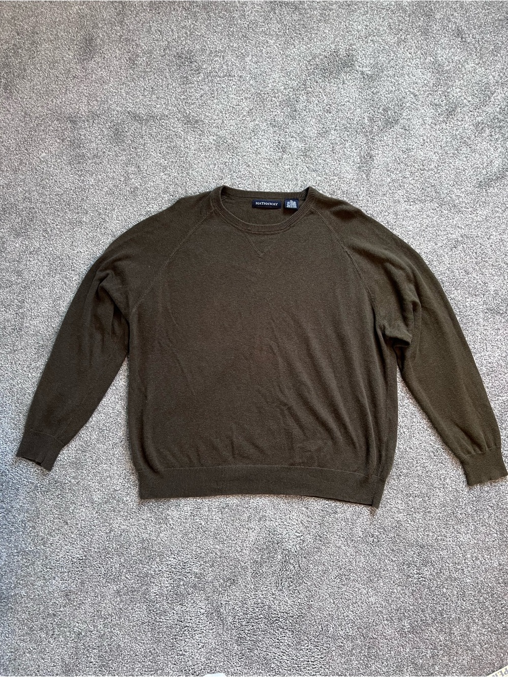 Hathaway Forest Green Cotton Cashmere Blend Crewneck Raglan Sweater Size XL